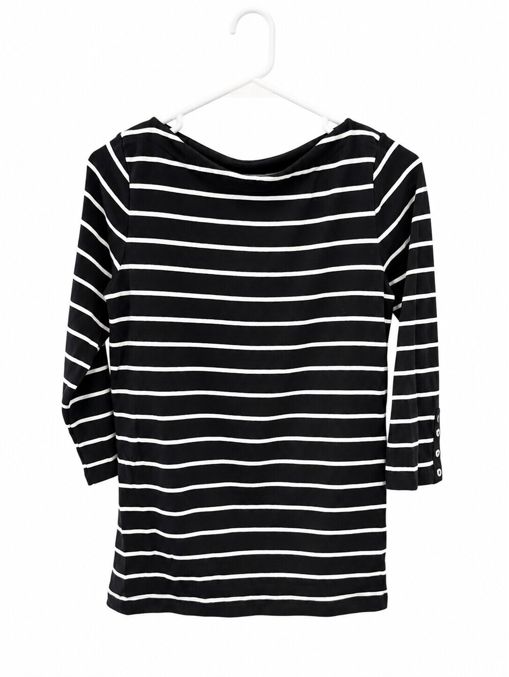 Willi Smith Women's Black and White Striped Long Sleeve Top Size L